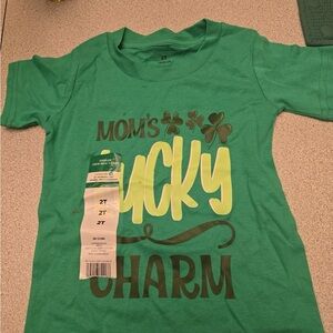 Mom's Lucky Charm Green Kids Tee
